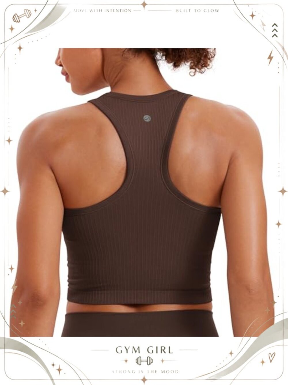 Seamless Racerback Crop Tank with Built-in Shelf Bra for Yoga
